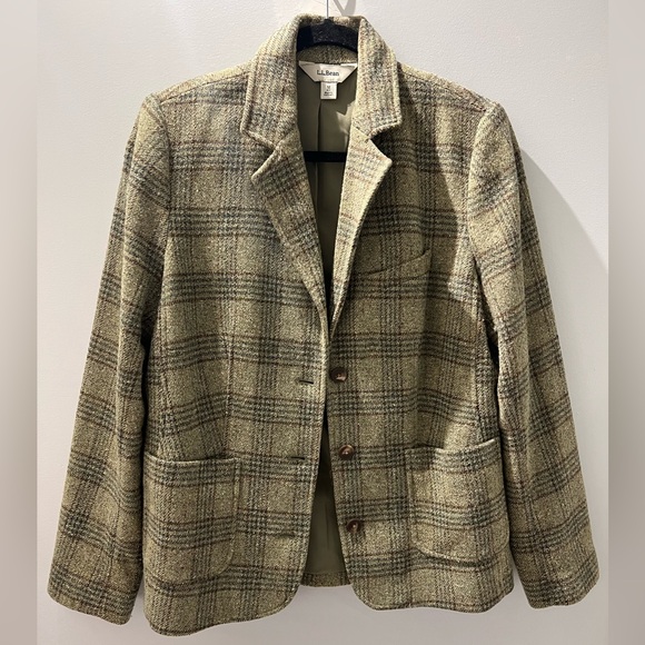 L.L. Bean Tweed Plaid Blazer | Wool Silk Blend | Size M | Classic Tailored Fit - Picture 3 of 6